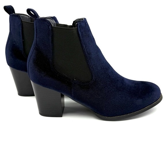 G.N.D. Ankle Boots Women's 8 Blue Faux Suede Block Heel Slip On‎ Chelsea Bootie - Picture 3 of 8